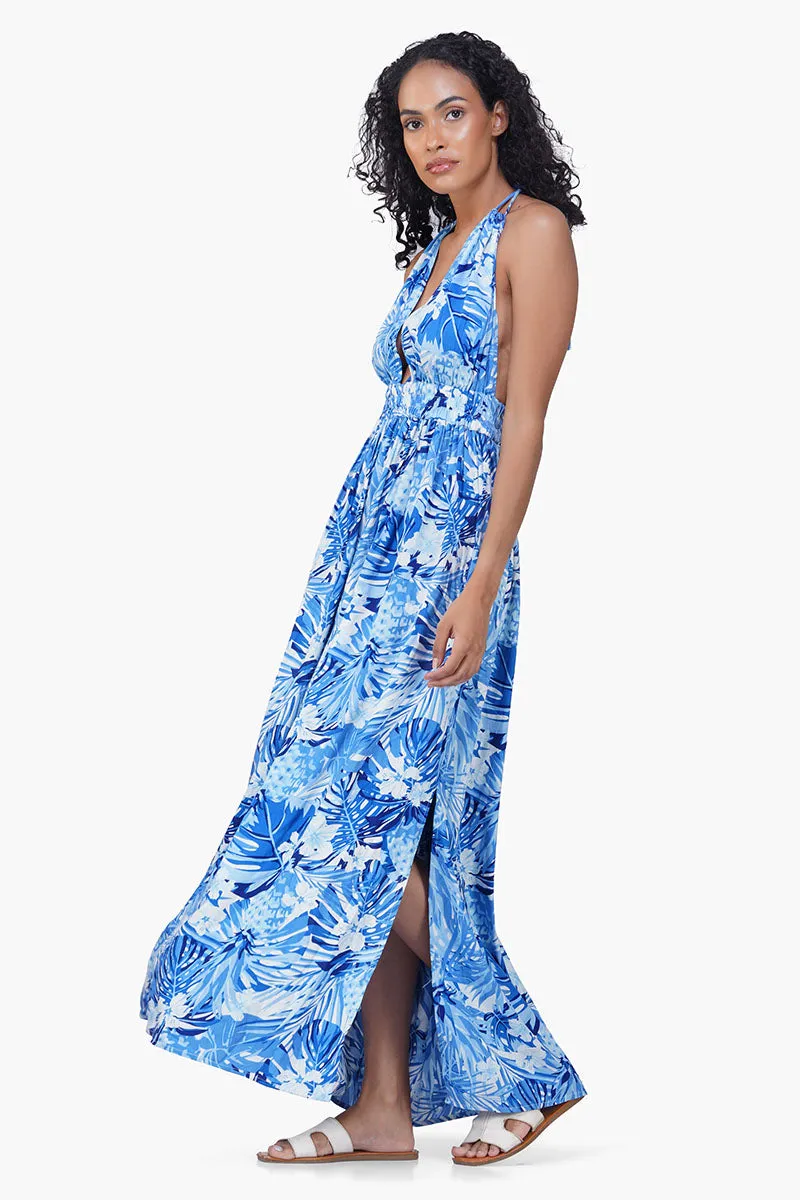 Tropical Blue Maxi Dress