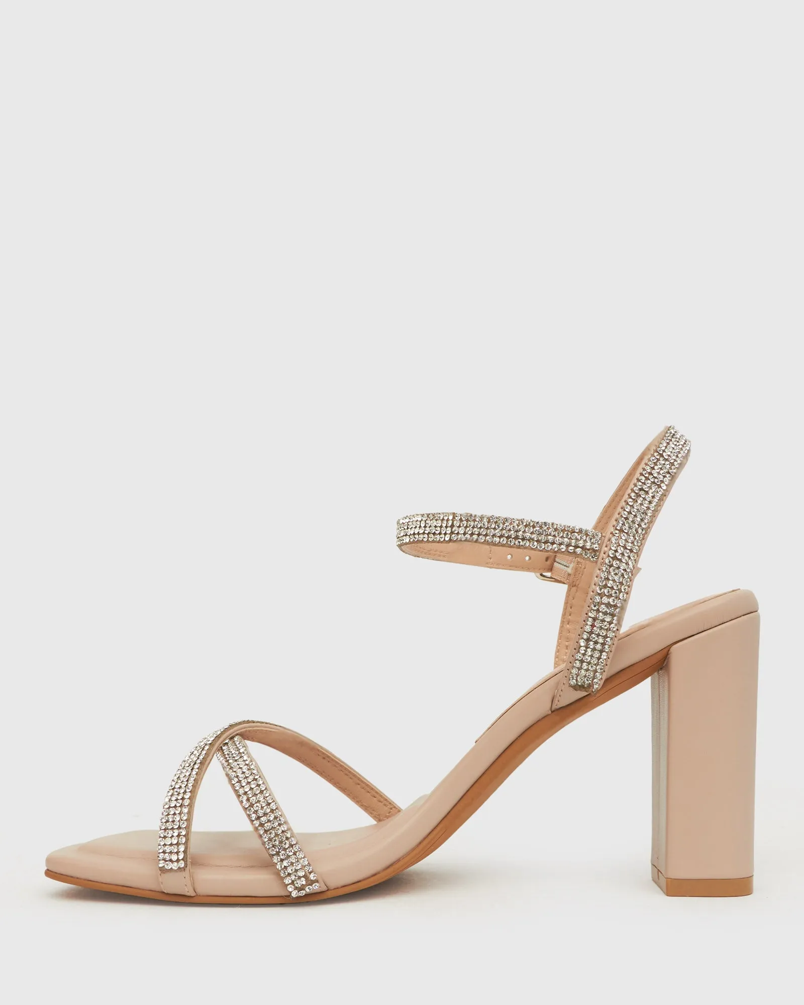 WIDER FIT SWEET Square Toe Diamante Sandals