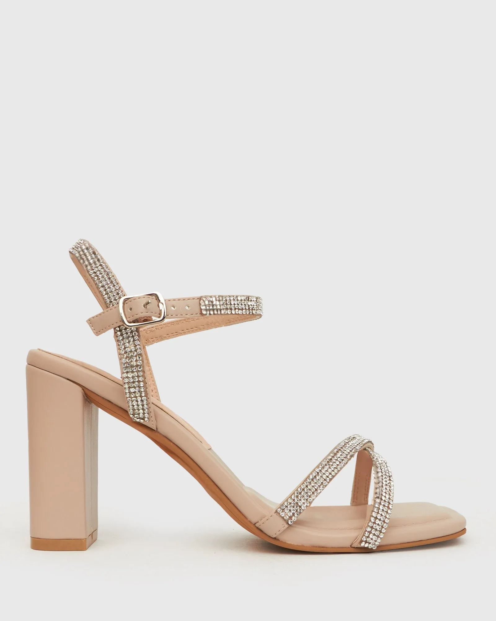 WIDER FIT SWEET Square Toe Diamante Sandals