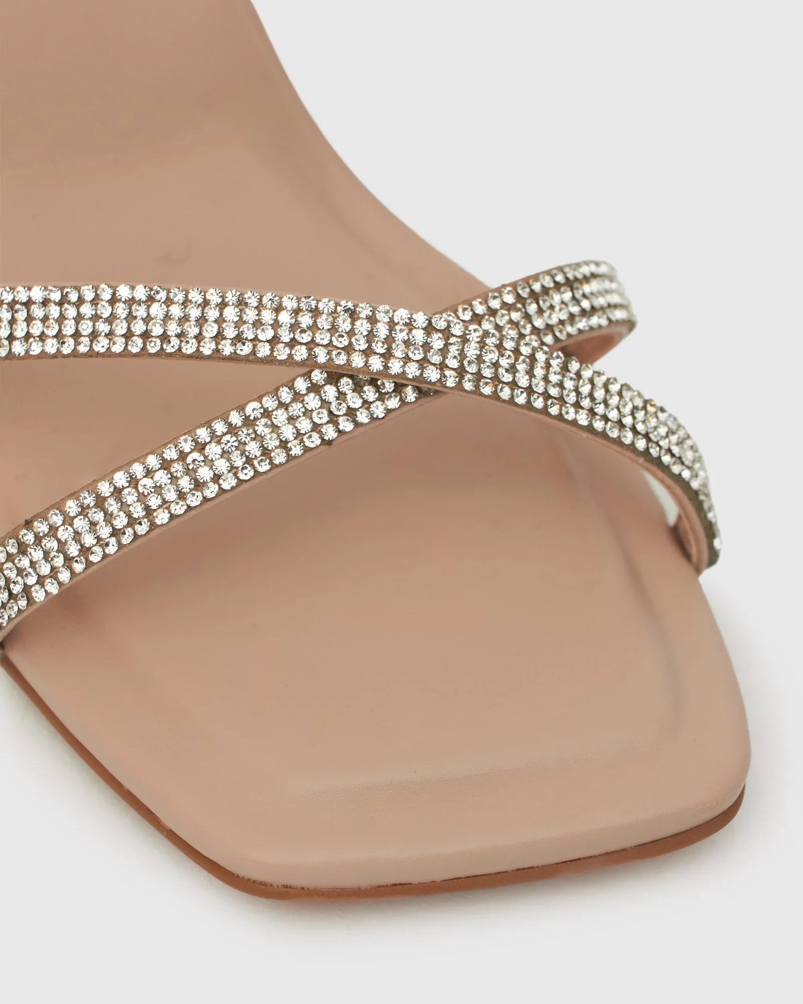 WIDER FIT SWEET Square Toe Diamante Sandals