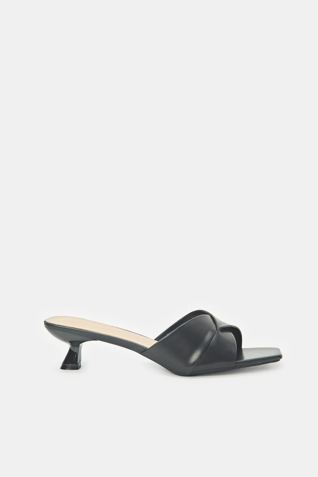 Women Black Plain Criss Cross Sandal