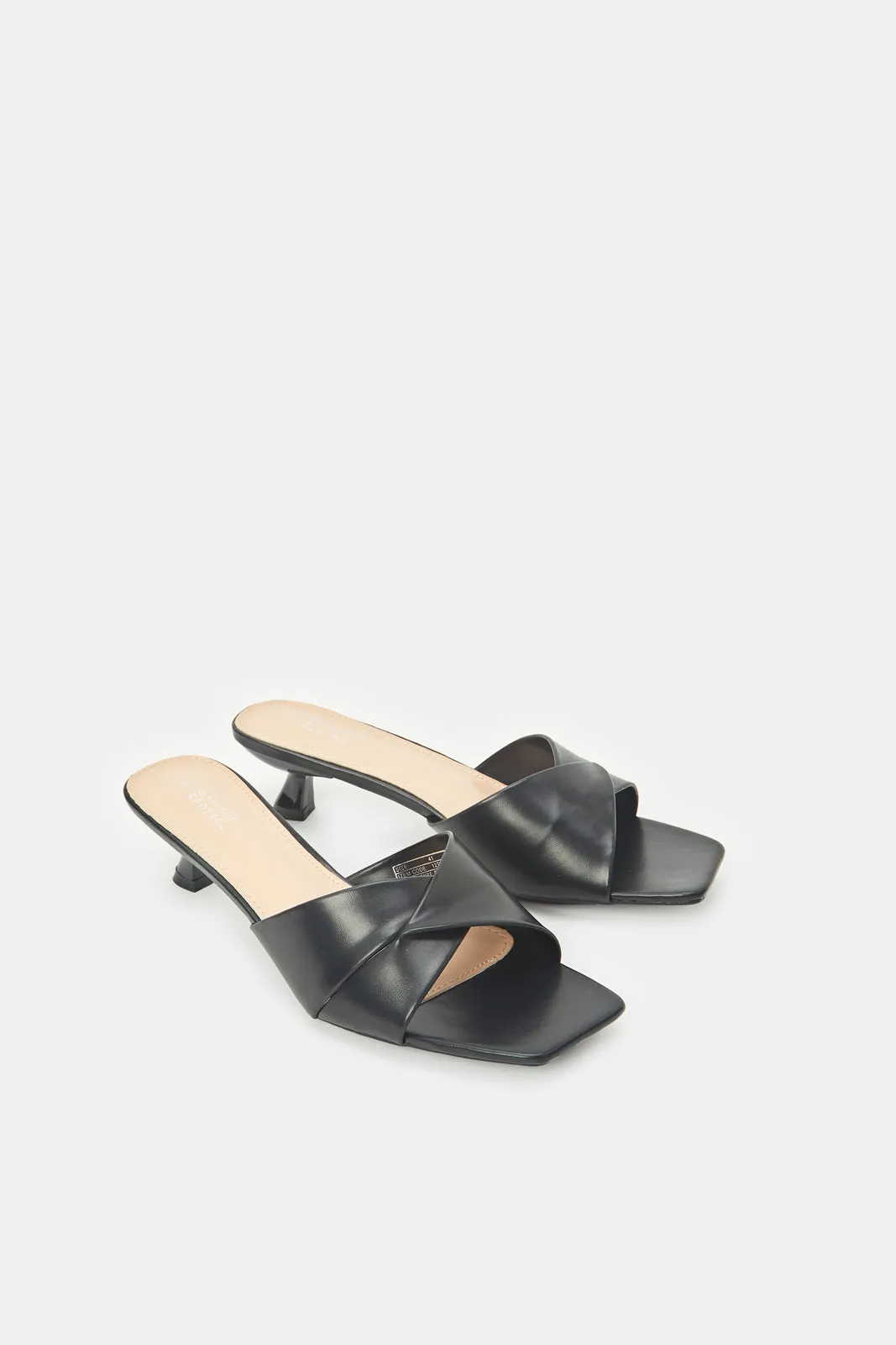 Women Black Plain Criss Cross Sandal