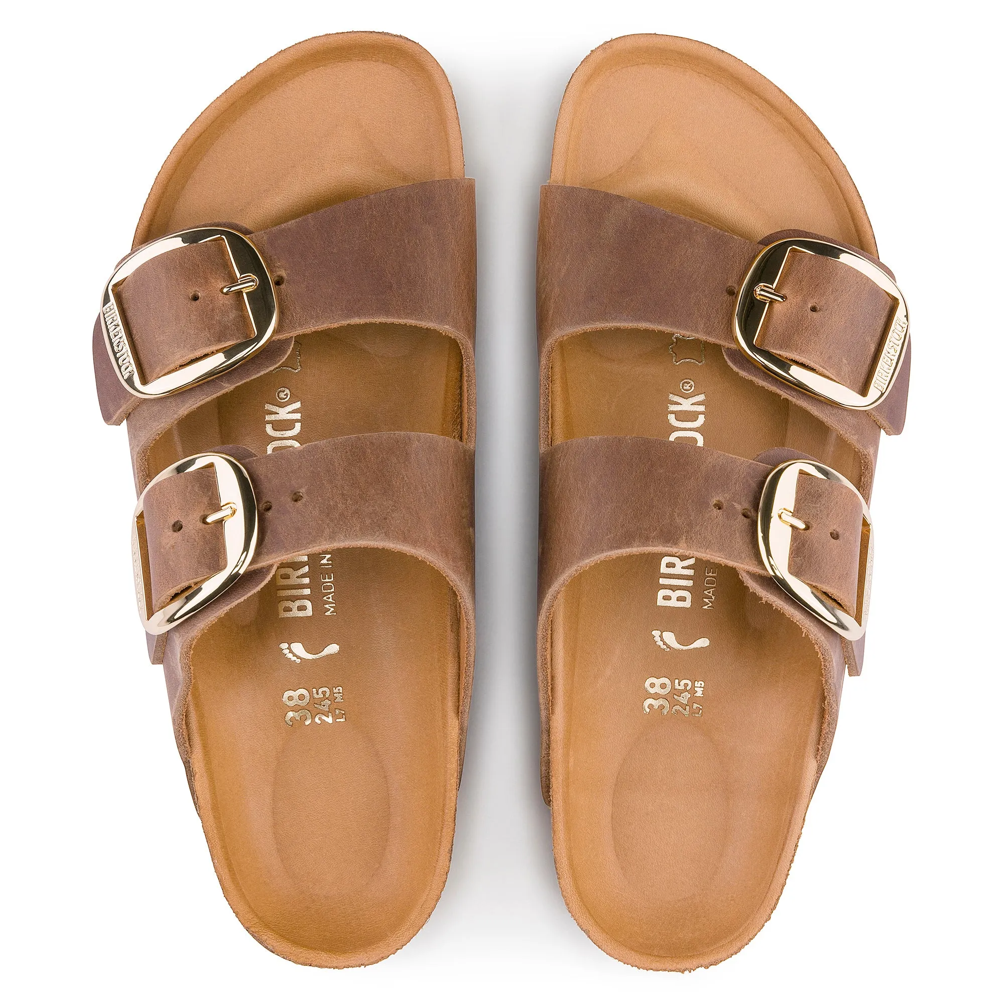 Women's Birkenstock Arizona Big Buckle Oiled Leather Color: Cognac