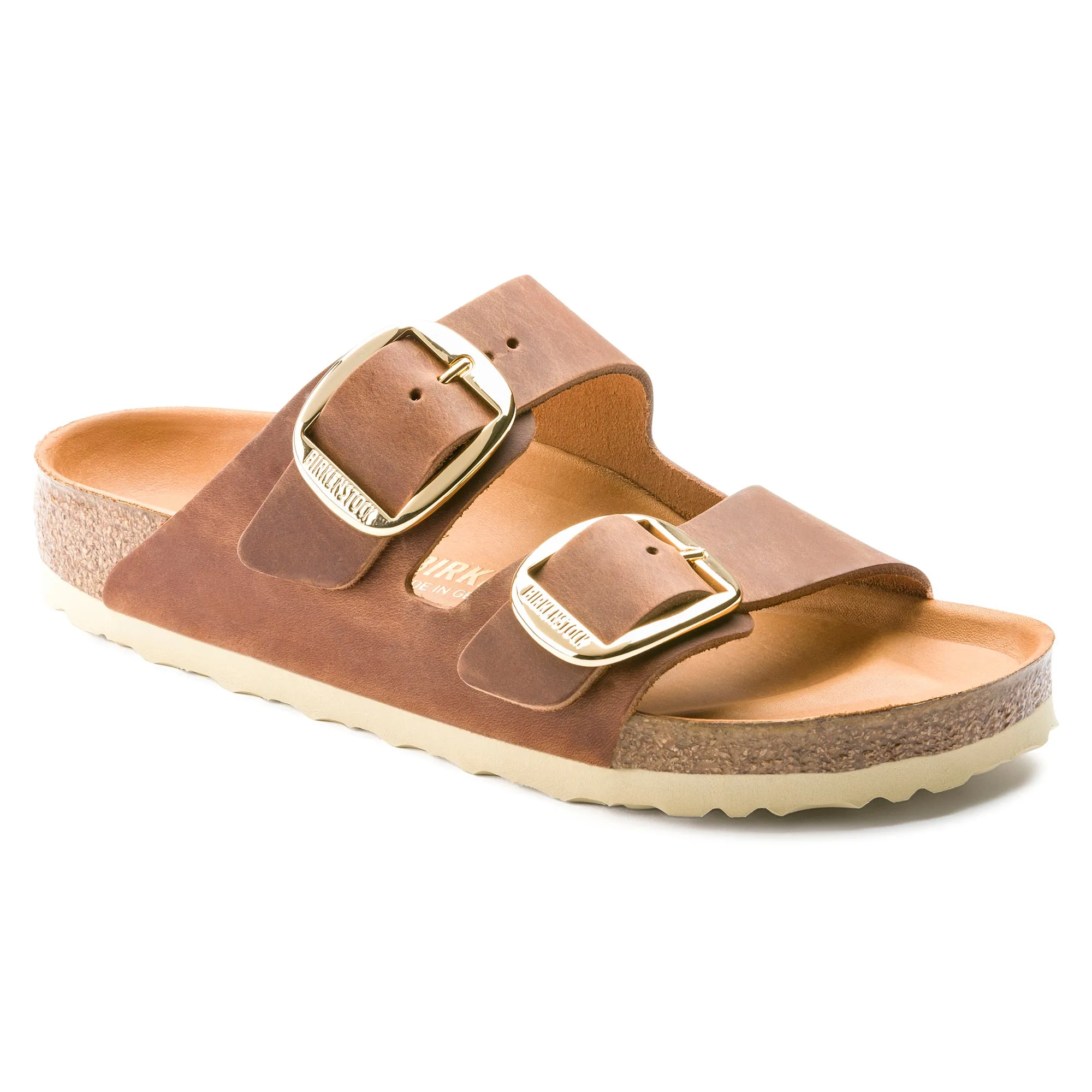 Women's Birkenstock Arizona Big Buckle Oiled Leather Color: Cognac