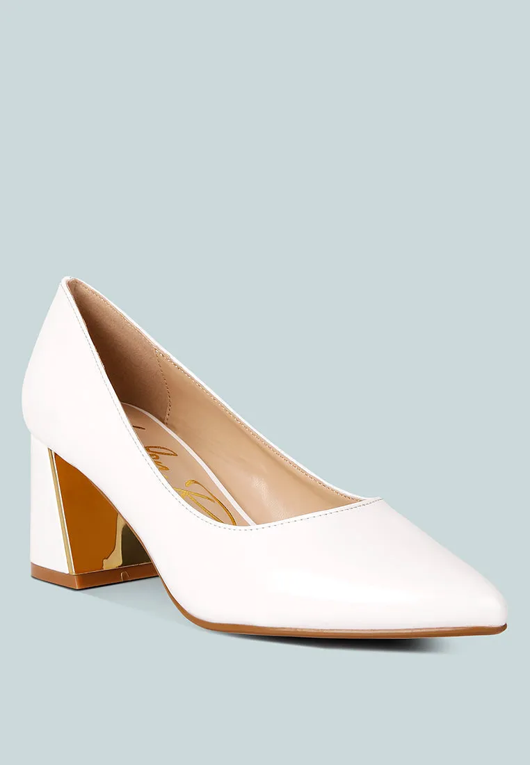 Zaila metallic accent block heel pumps